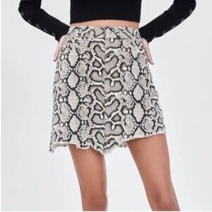 Zara Snake Print Denim Mini Skirt - XS